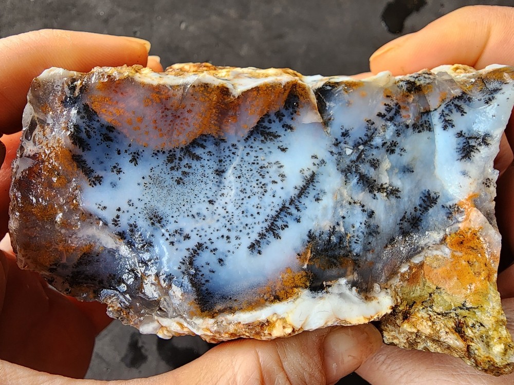 31.85 oz (903 gr) Bluish Dendritic Opal Agate, Dendritic Opal, Dendritic Agate