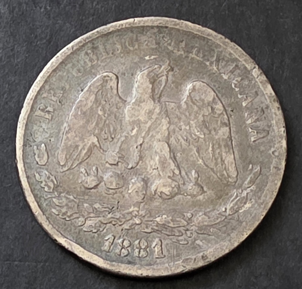 •1881•MEXICO•50 CENTAVOS •SILVER COIN•