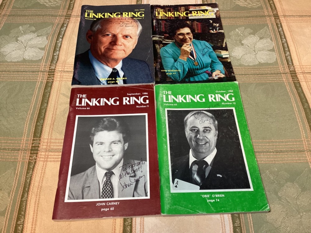 4 Autographed Issues of The Linking Ring Magic Magazine