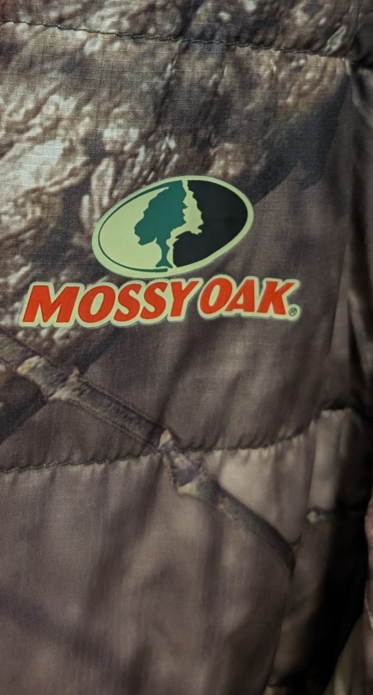 Mossy Oak Camo Thinsulate Puffer Coat With Orange Lining Size Medium 38-40