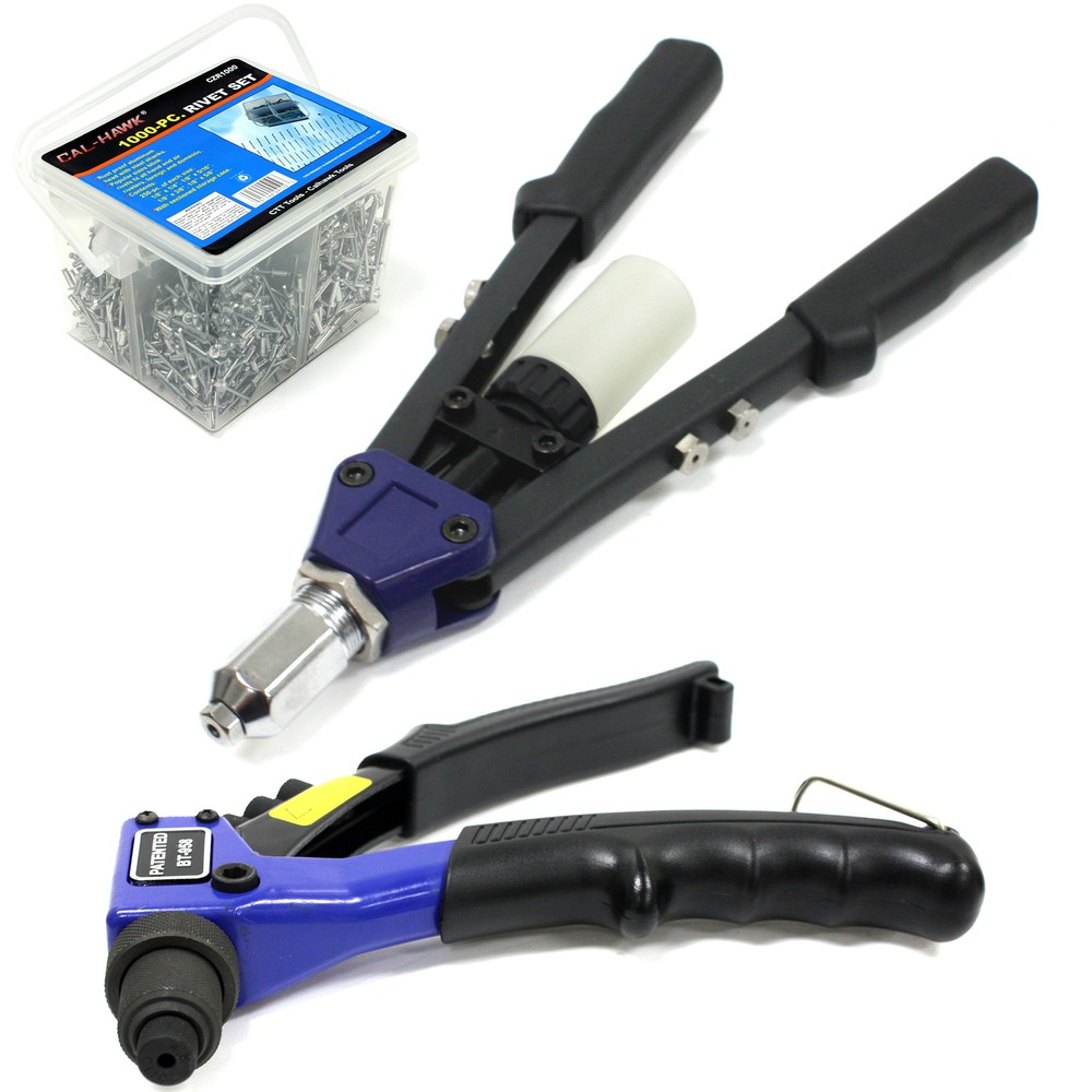 8" AND 13" Hand Riveter w/ 1000 pc Assorted Rivet Set Pop Nut Gun Setting Tool