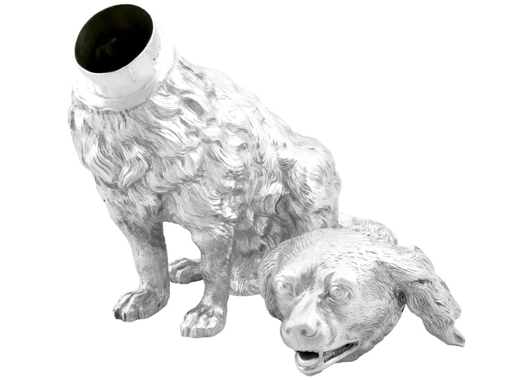Antique German Silver Dog Sugar Box Circa 1890