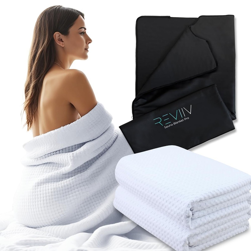 Sauna Blanket Insert Towel - 2 Pack Soft White Cotton Waffle - Comf... Fast Ship