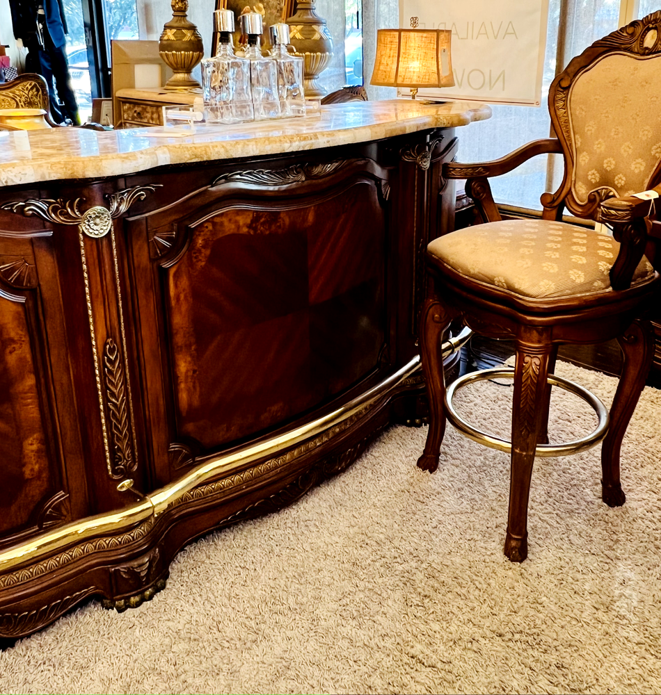 AICO by Michael Amini Cortina bar with marble top