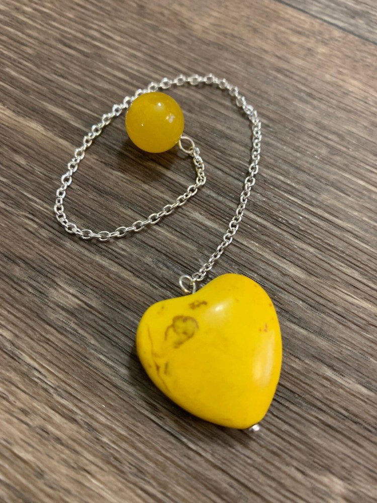 Yellow Heart Stone Pendulum Dowsing, amplifying, restore focus & transform