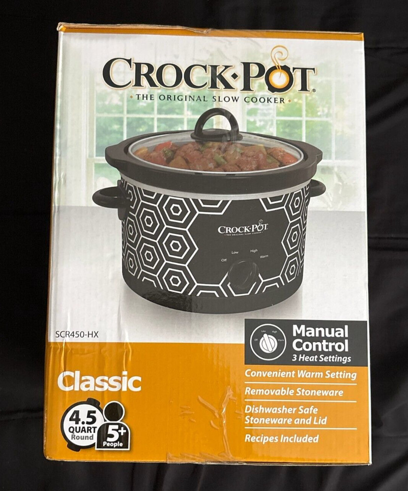 Classic Crock Pot Rare Black & White Hex Pattern 4.5QT.