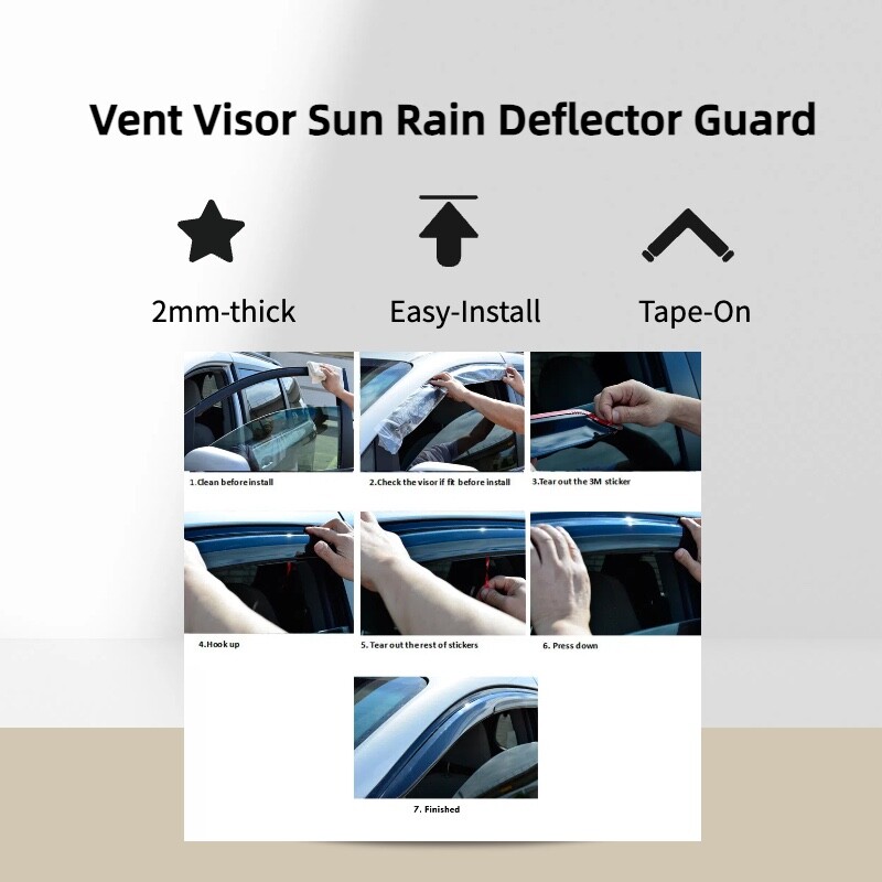 Side Window Vent Visor Sun Rain Deflector Guard 4-Pieces for BMW X3 E83 04-10