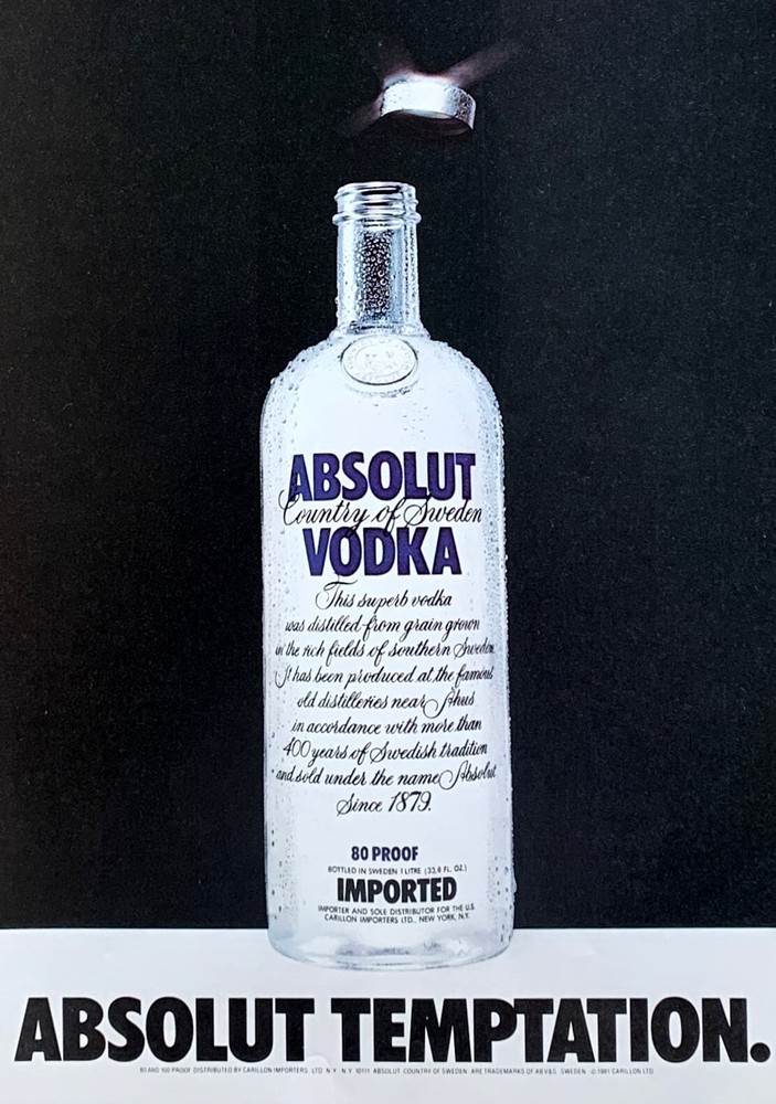 1981 ABSOLUT TEMPTATION Vintage Magazine PRINT AD