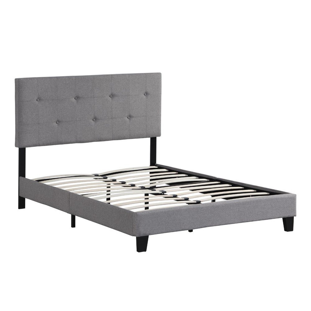 Full Size Upholstered Platform Bed Frame with Modern Button Tufted Linen