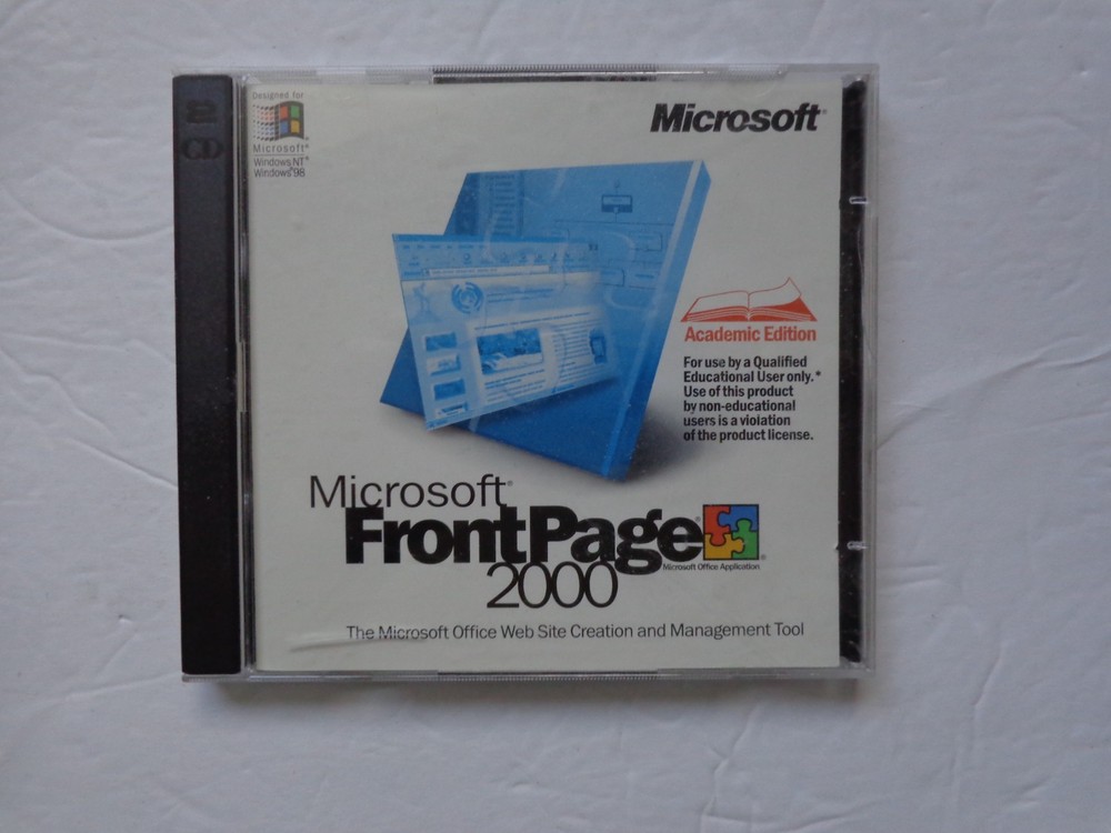 Microsoft FrontPage 2000 2CD ROM for Windows NT & Windows 98 (case was damaged)