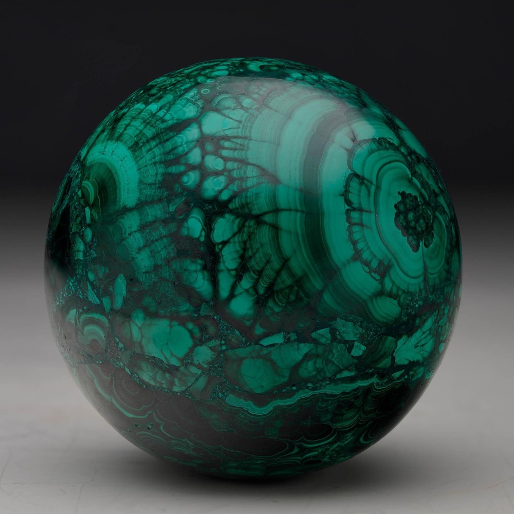 Hand-Polished Solid 3" Diameter Malachite Sphere
