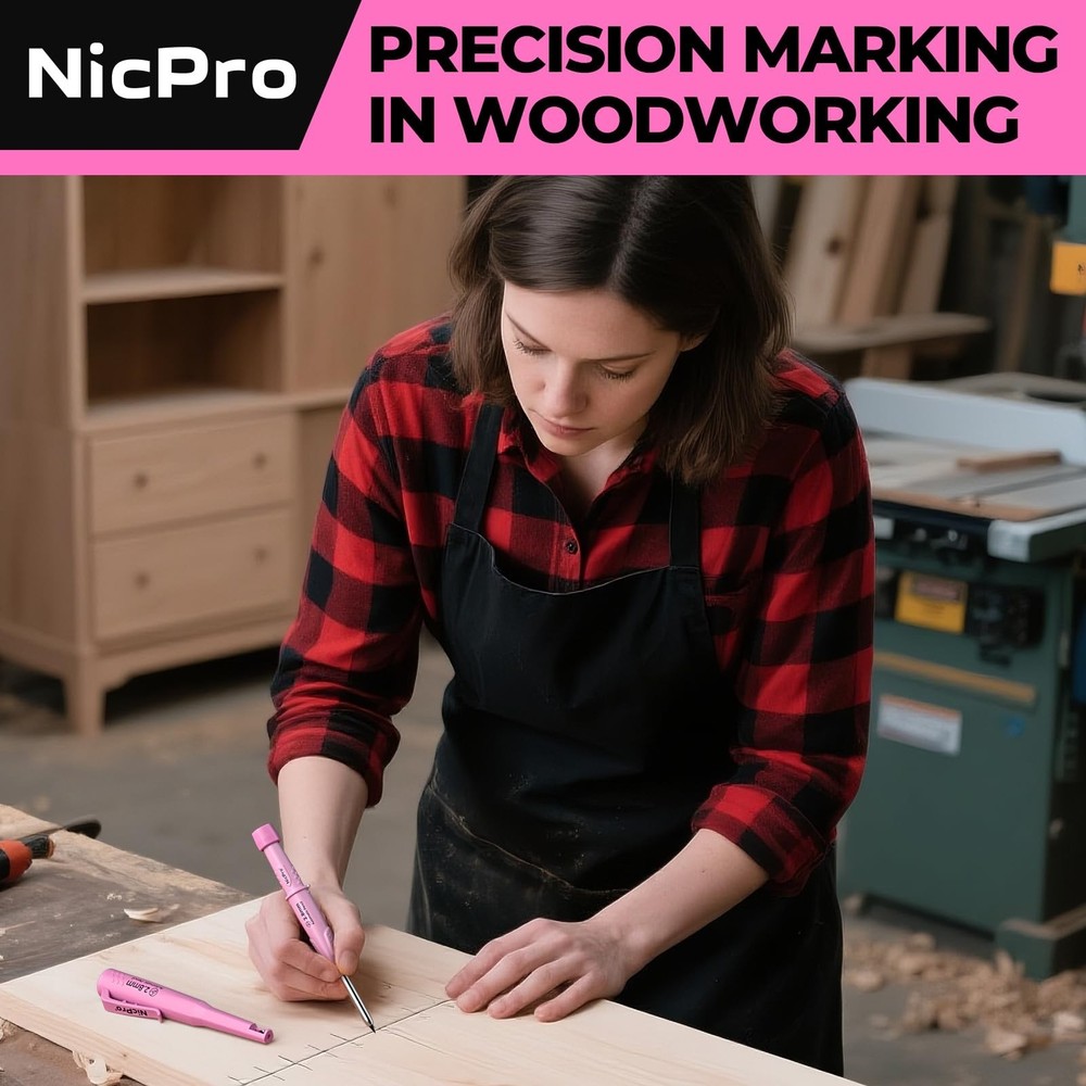 Nicpro CP3000 Carpenter Pencil with Sharpener, Construction Mechanical Pencils