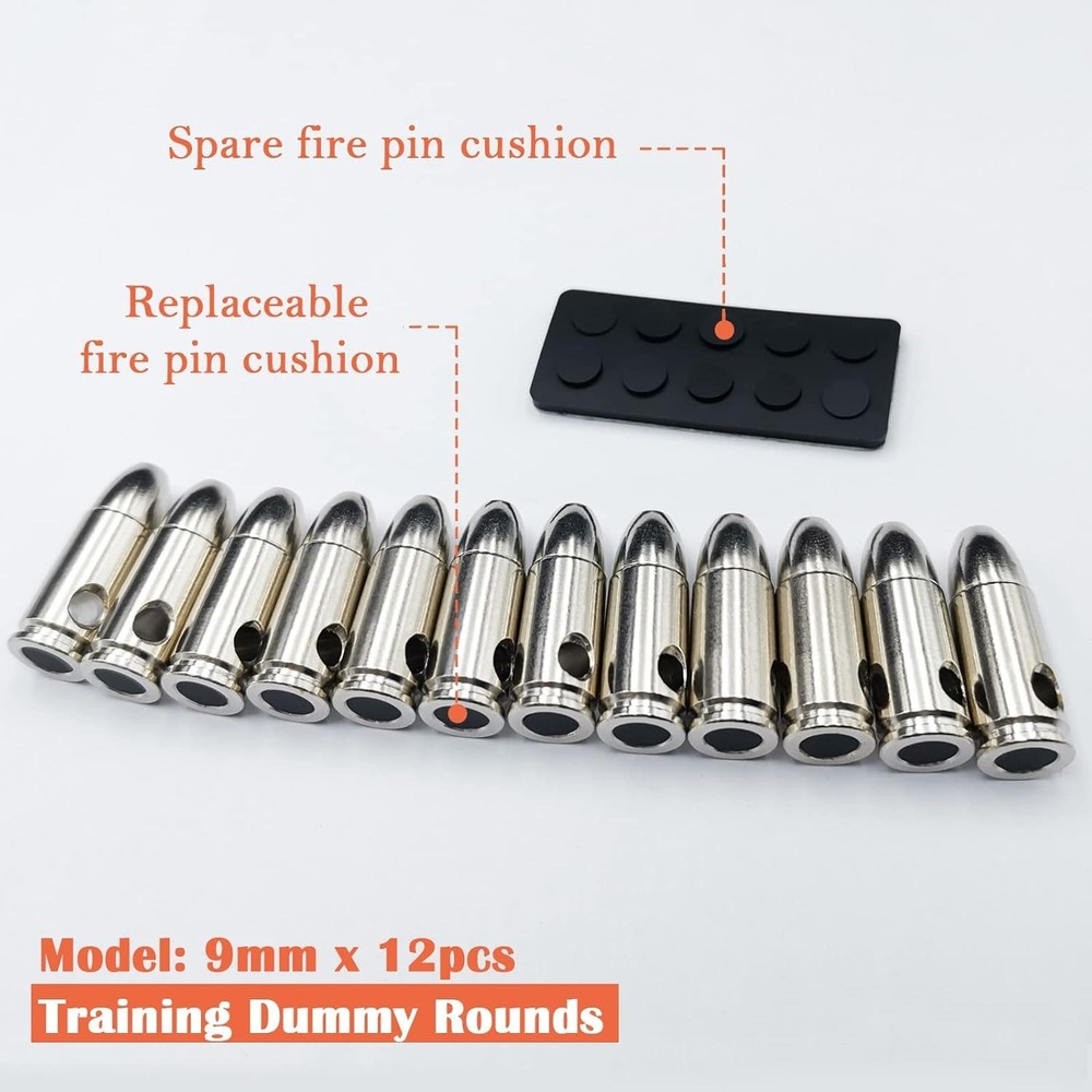 Shiny Silver 9mm Training Rounds - 12 Pack for Classroom and Reloading Exercises