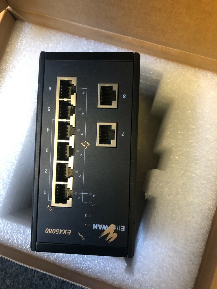 New Etherwan EX45080-00B Hardened Unmanaged Ethernet POE Switch