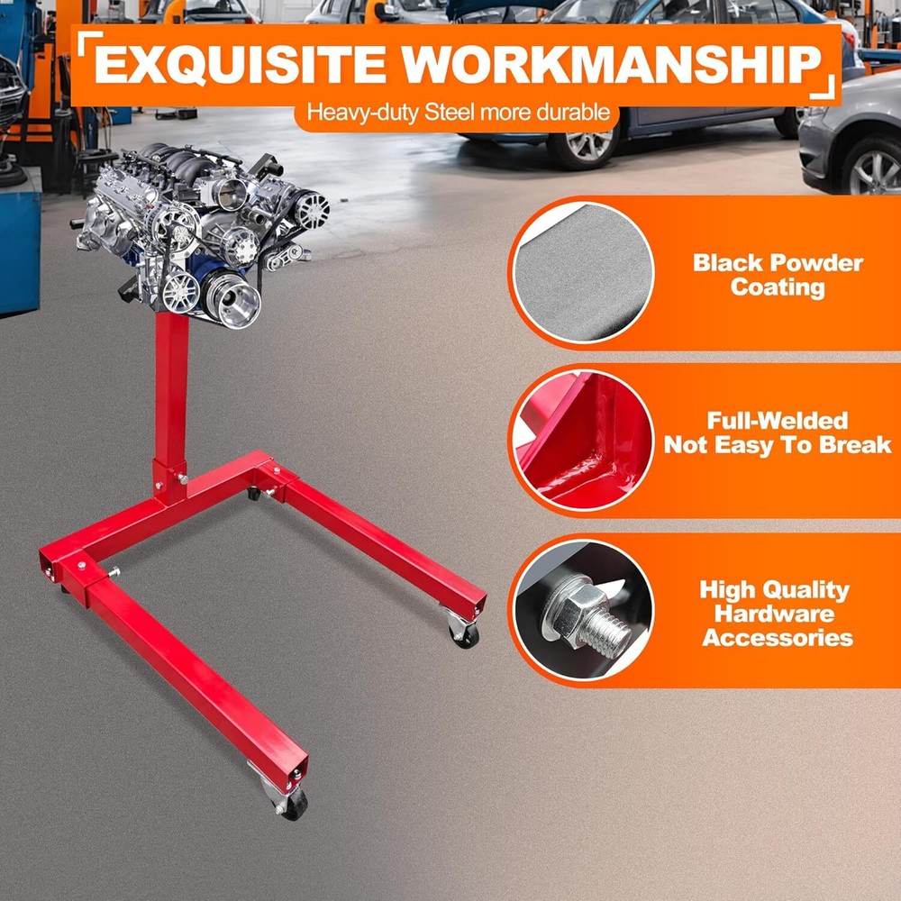 Engine Stand 1500LBS Capacity, 360 Degree Rotating Engine Run Stand w/4-Casters