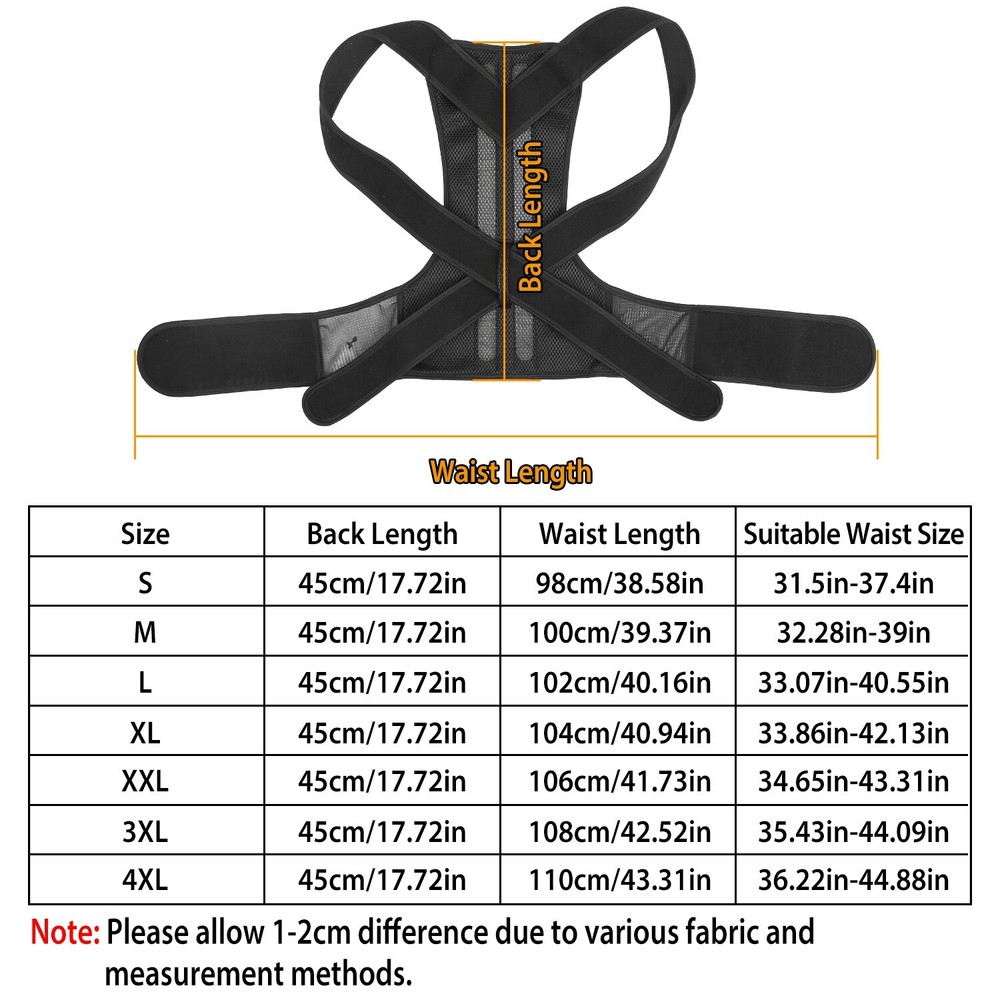 Adjustable Back Posture Shoulder Corrector Support Lumbar Brace Belt Unisex Tool