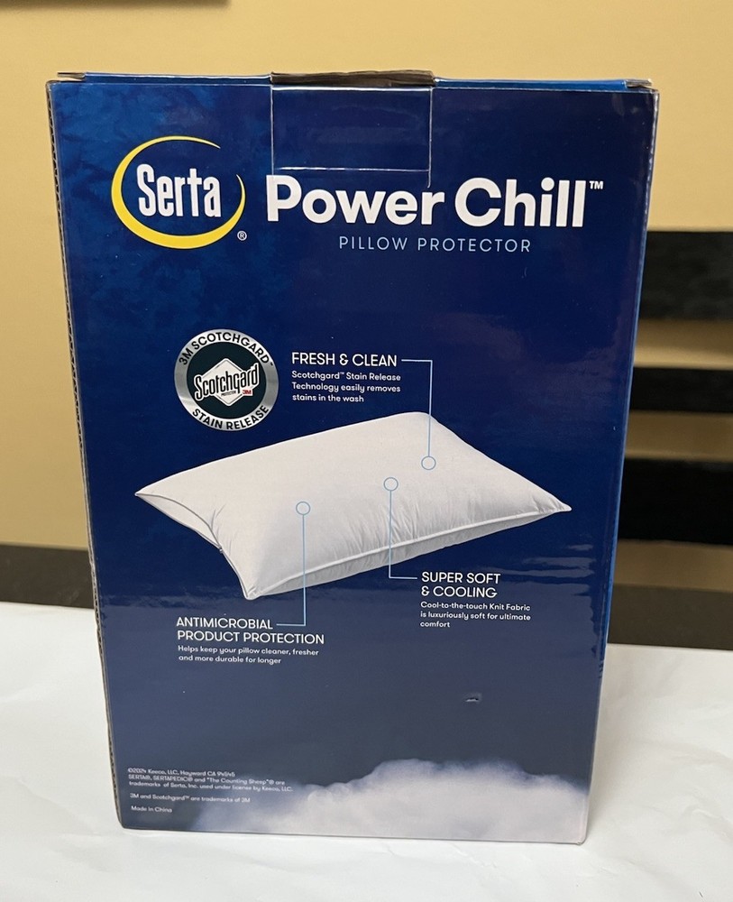 Serta Power Chill Pillow Protector King Size 2-Pack. NEW IN BOX.