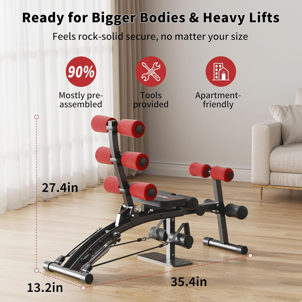 Ab Machine with Squat Machine, Multi-Functional Adjustable Ab Trainer, Ab Workou