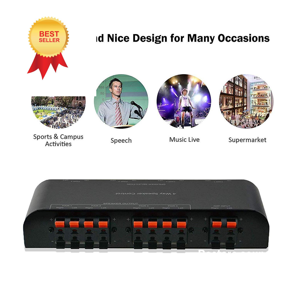 A ADWITS 4-Channel Speaker Switcher Selector Box with 4-ZONE SPEAKER SWITCH