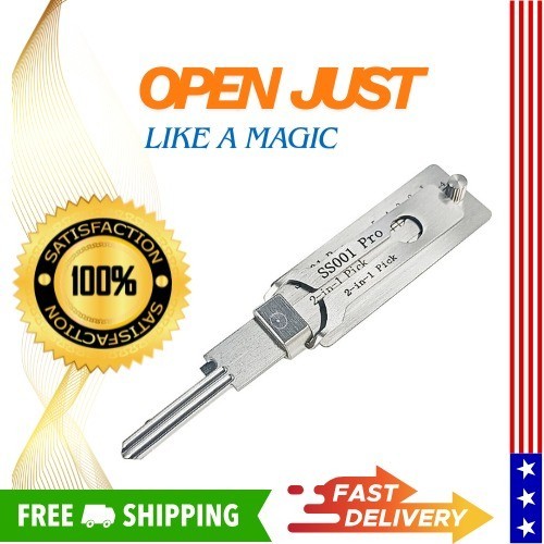 2-in-1 SS001 Key Decoder & Hook Tool — Precision Stainless Steel Key-Picking Mat