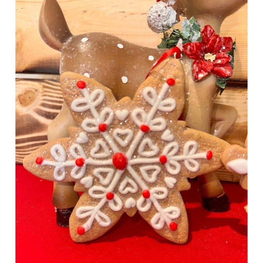 NEW 3 Gingerbread Ornaments Snowflake Christmas Holiday Bundle Set