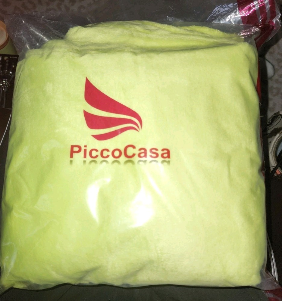 MICRO-PLUSH BLANKET SUPER COZY SOFT EASY CARRY SOLID SMALL THROW NEON LIME GREEN