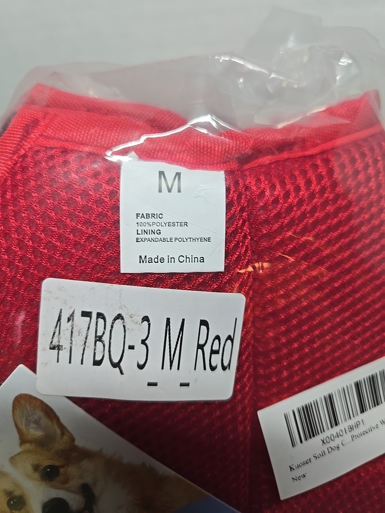 Soft Fabric Dog Cone Collar, Protective Wound Red-Medium. New