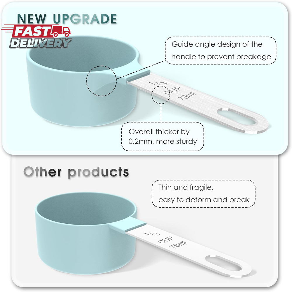 TILUCK Measuring Cups & Spoons Set, Stackable Cups and Spoons, Nesting Measure C
