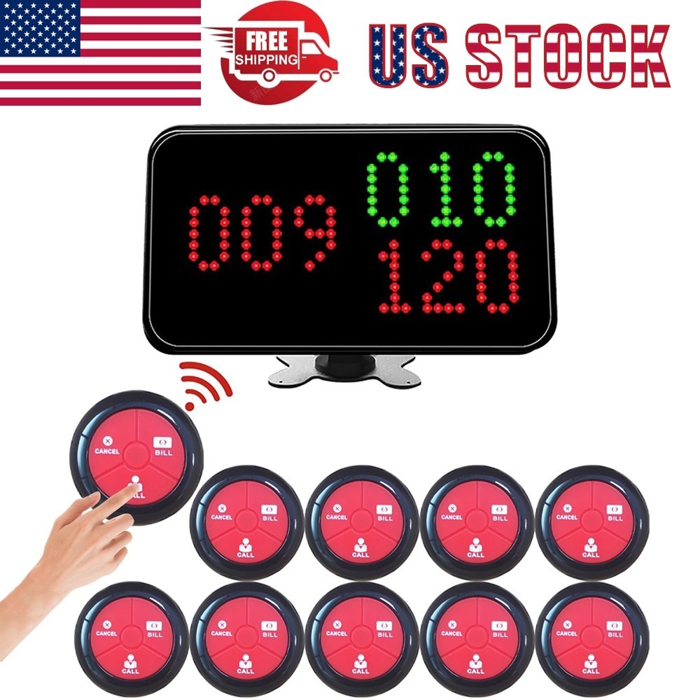Wireless Restaurant Table Call System with Call/Bill/Cancel Call Button-US Stock