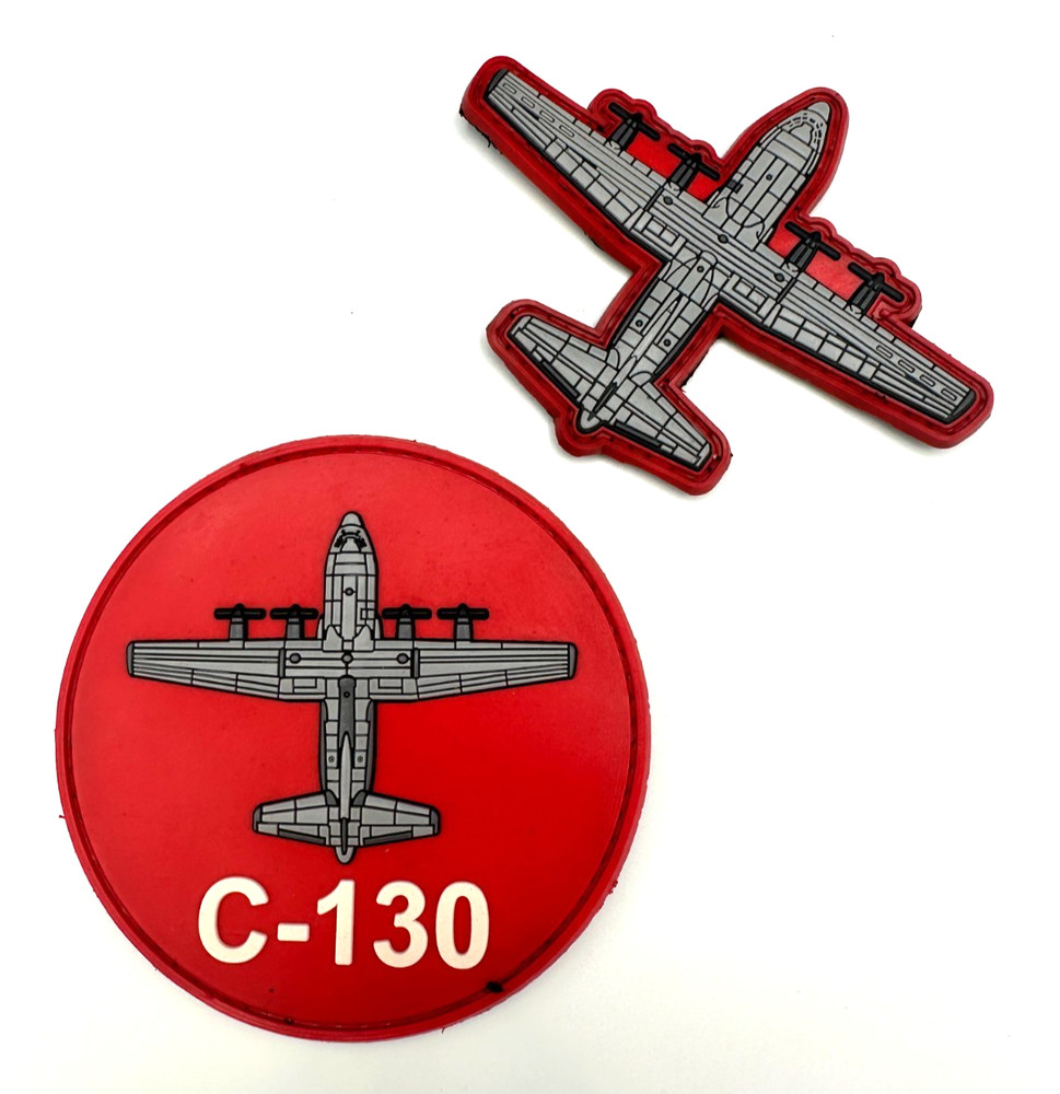C-130 RED BUNDLE- ROUND SHOULDER & C-130 SILOUETTE- HIGH QUALITY PVC PATCH