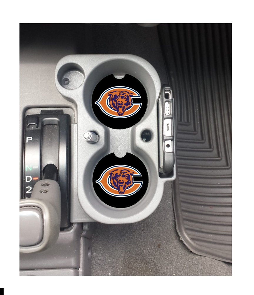 CHICAGO BEARS CUSTOM RUBBER CAR COASTERS SET (2) NC