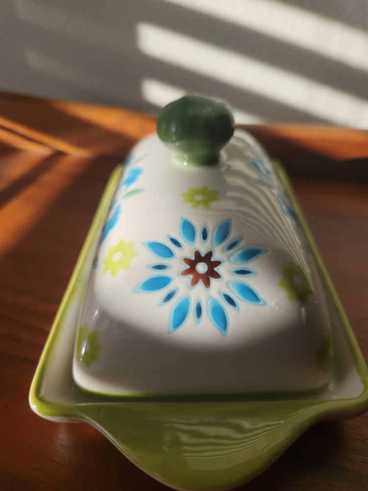 Ceramic Butter dish with Lid Hand Painted