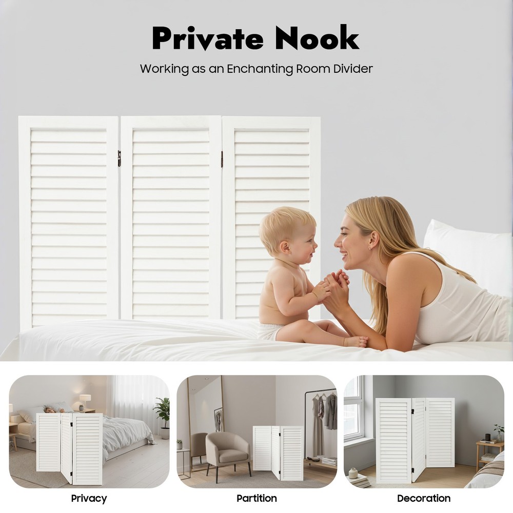 3 Panel Room Divider Folding Privacy Screen Wall Partition Home Office Separator