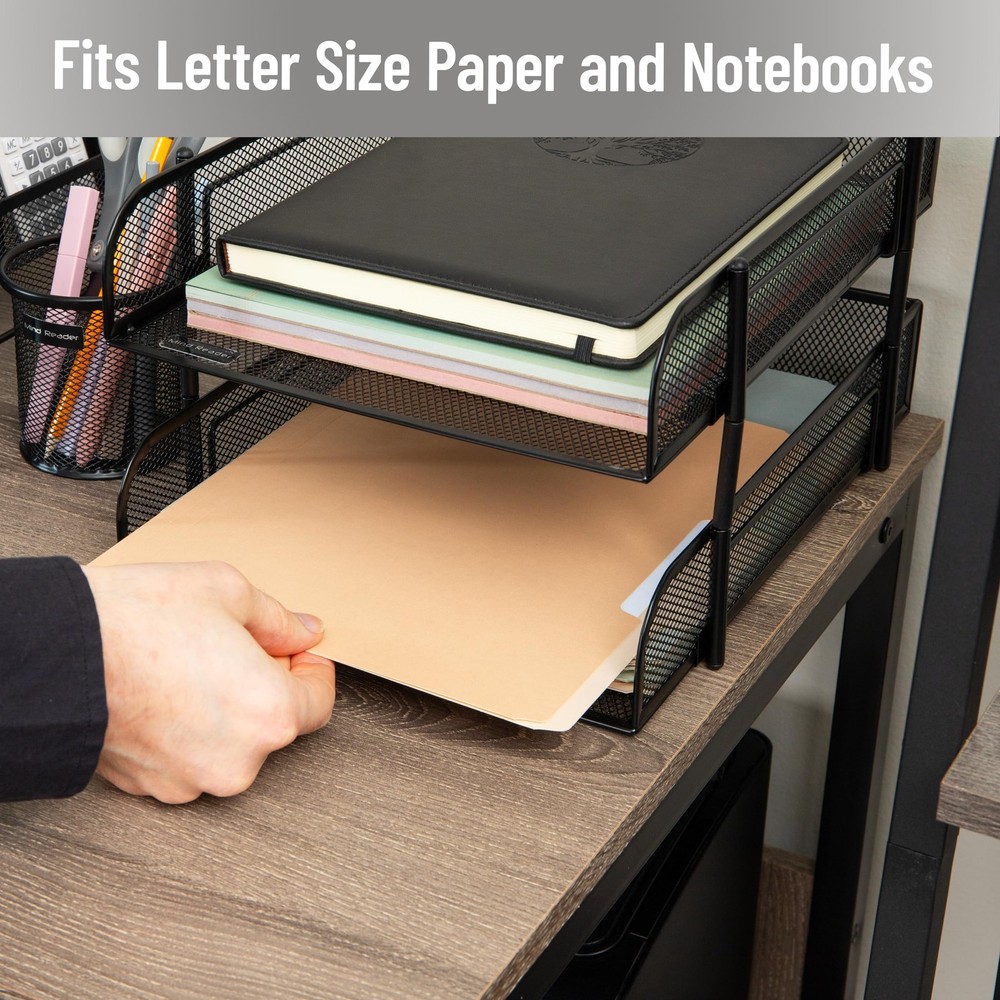 Stackable Paper Tray, Desktop Organizer, File Storage, Office, Metal Mesh, 2 ...