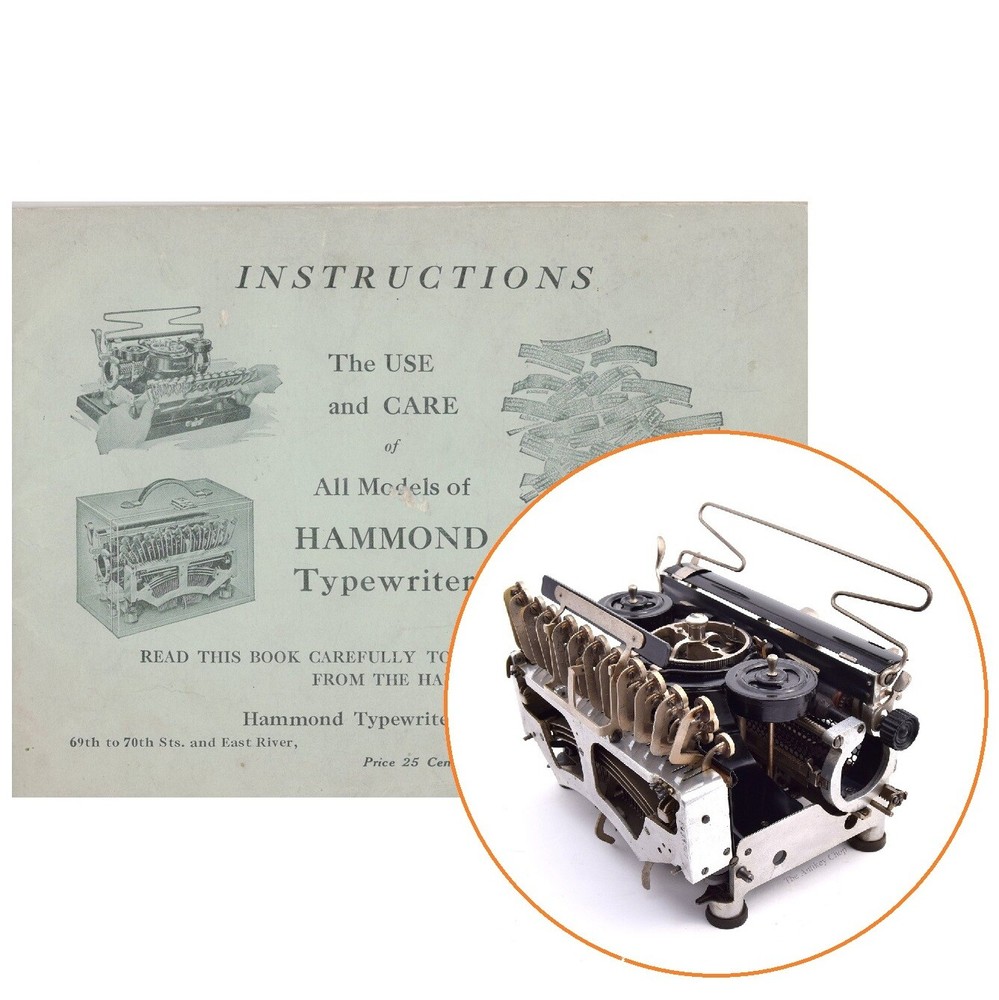 Folding Hammond Multiplex Typewriter Instruction Manual User Repro Antique Vtg
