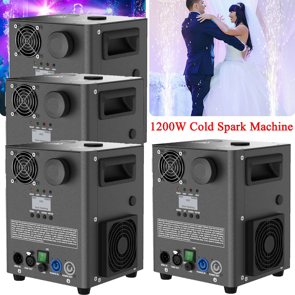 1200W Cold Spark Machine Stage Effect DMX Firework DJ Event Party Wedding w/Case