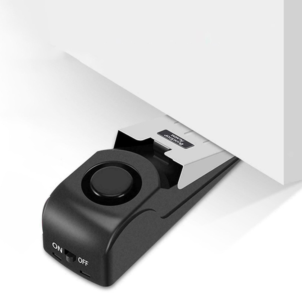 Wireless Door Stop Blocking Alarm Vibration Triggered Alert Security System