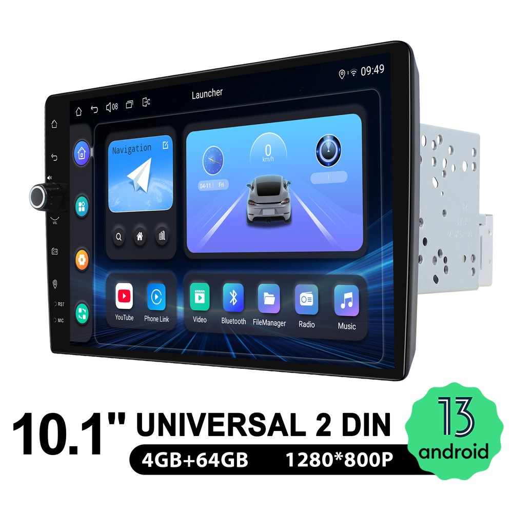 10.1-inch CarPlay Android Auto Car Stereo 4+64GB Android 13 Support Front Camera
