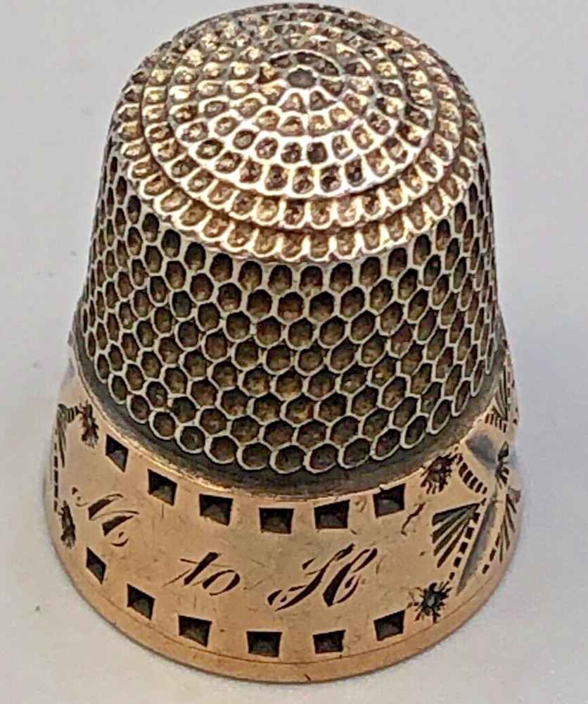 Vintage Sterling Silver and Gold Border Thimble
