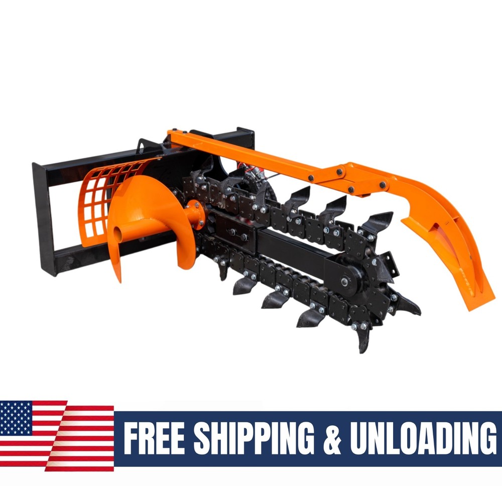 Hydraulic Trencher Attachment Fit Cat Bobcat Skid Steer Loader Quick Attach