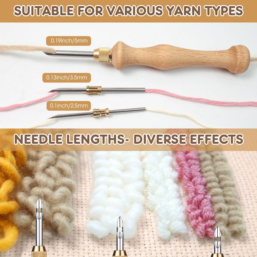 Punch Needle Kit with Storage Box,Adjustable Punch Needle Tool with 5 Differ...