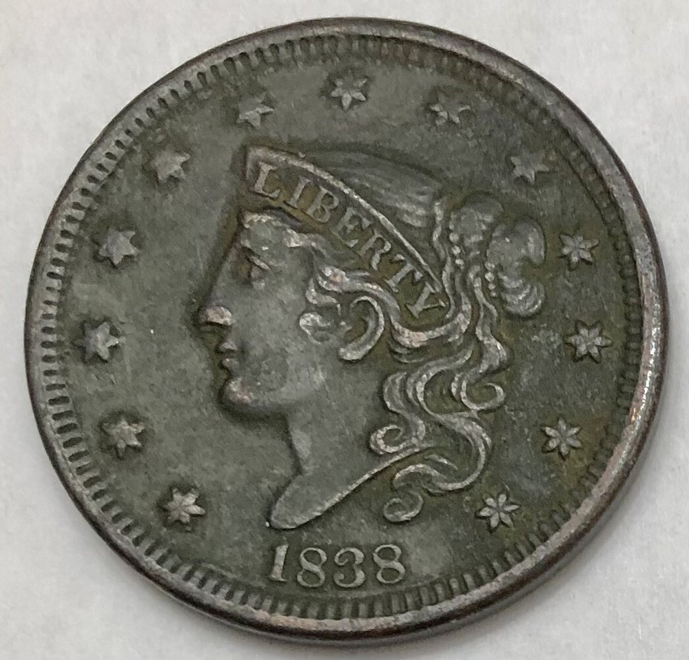 1838 Coronet Head Large Cent XF Details