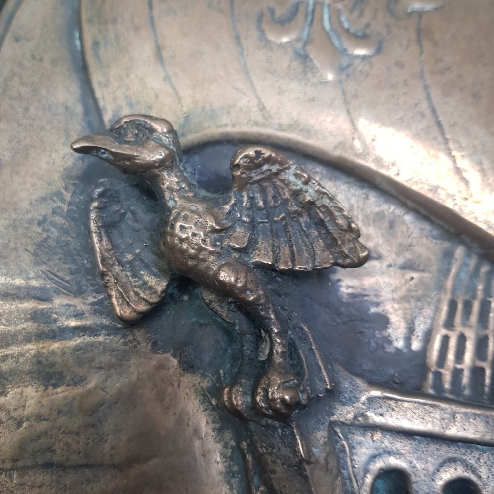 art deco bronze plaque galleon