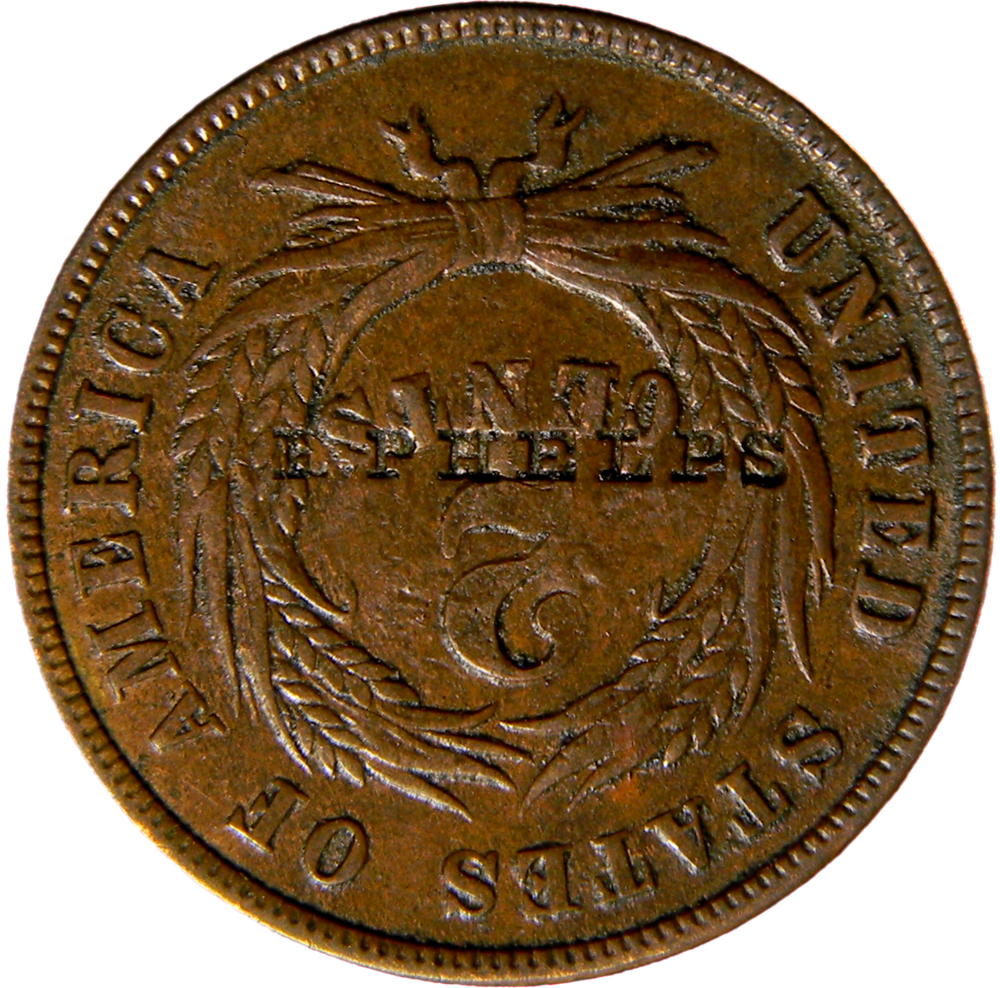1865 2 Cents E Phelps Counterstamp (02801)