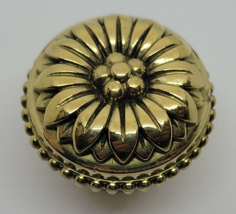 Round French Solid Brass knob mid century modern floral antique depression pull