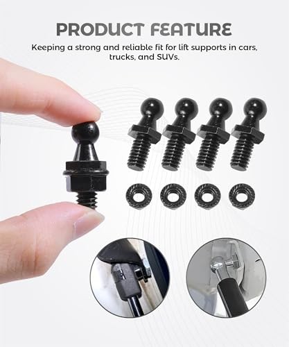 4PCS 10mm Ball Stud,Car Accessories Spring Strut Studs with Hardware Lock Black