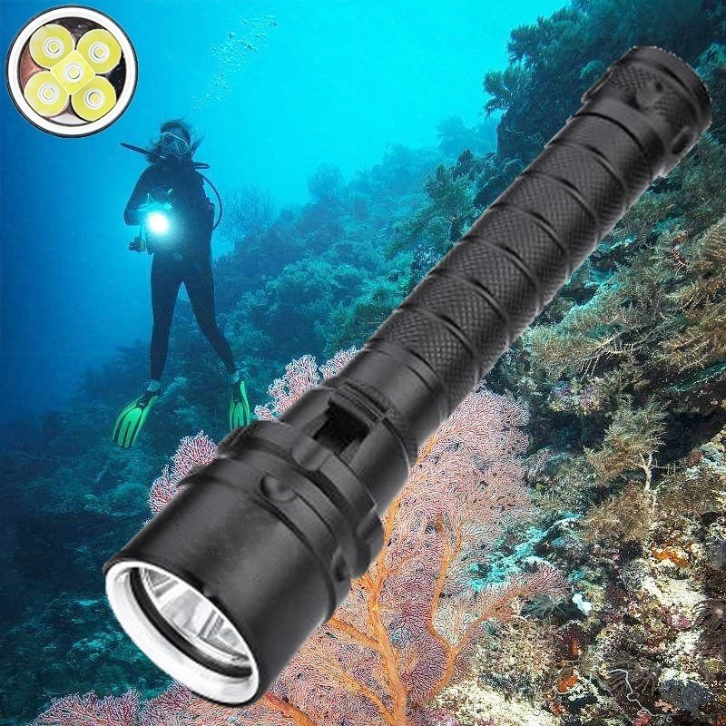 10000lM Diving Flashlight Torch Scuba Light UnderWater 220m Depth Flashlight