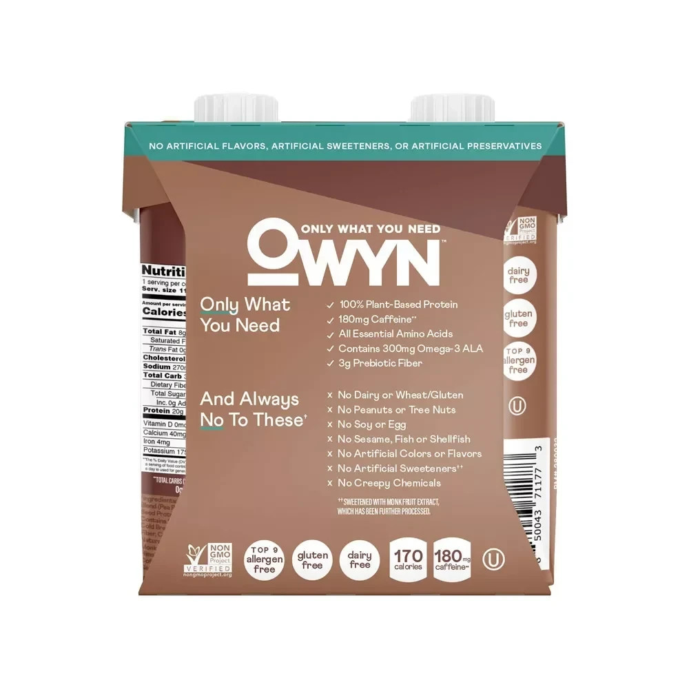 OWYN 20g Double Shot Mocha Latte Protein Shake, 4 Count