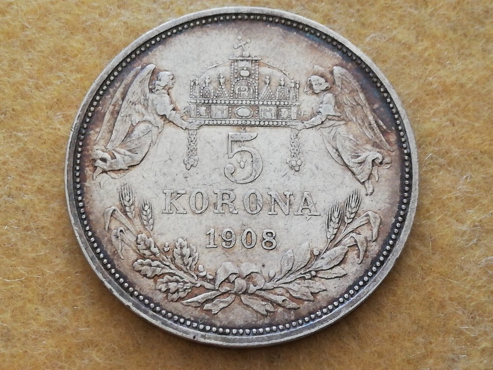 Ungheria. Francesco Giuseppe I 5 Korone 1908 KB.