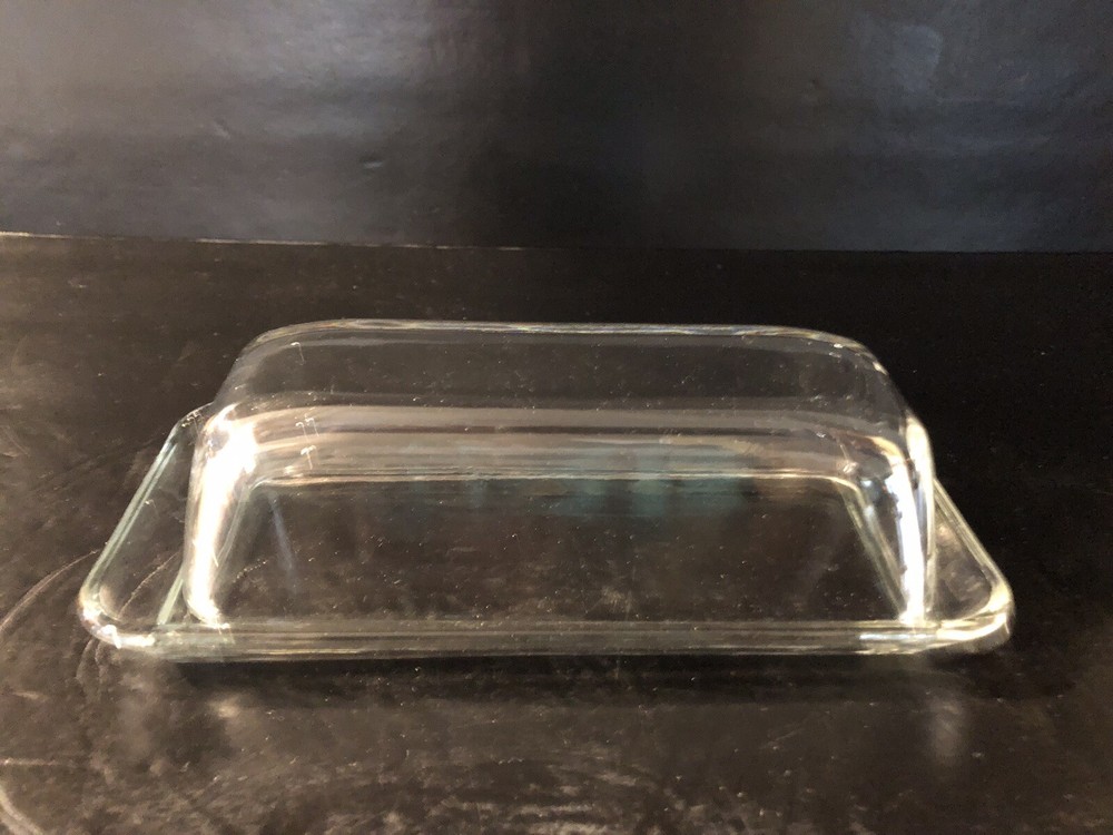 Clear Glass Butter Dish with Lid Rectangular Classic Covered